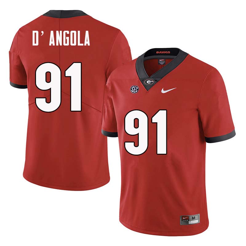 Men Georgia Bulldogs #91 Michael D'Angola College Football Jerseys Sale-Red - Click Image to Close